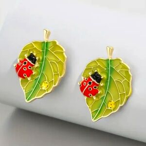 BETSEY JOHNSON "LADYBUGS IN SPRING" WHIMSICAL EARRINGS